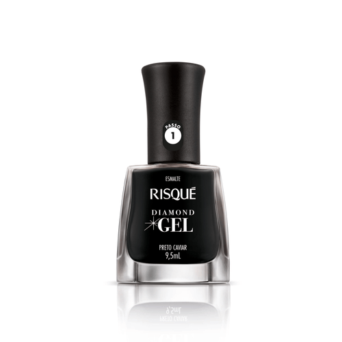 Esmalte Risqué Diamond Gel Preto Caviar Cremoso 9,5ml