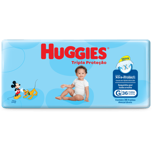 Fralda Descartável Infantil Huggies Tripla Proteção G 9 a 12,5kg Pacote 36 Unidades