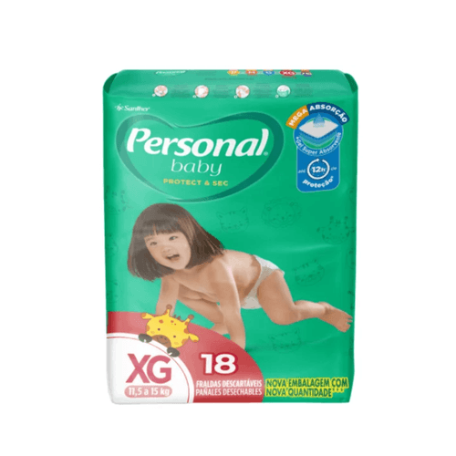 Fralda Descartável Personal Baby Protect & Sec XG 11,5 a 15kg Pacote 18 Unidades