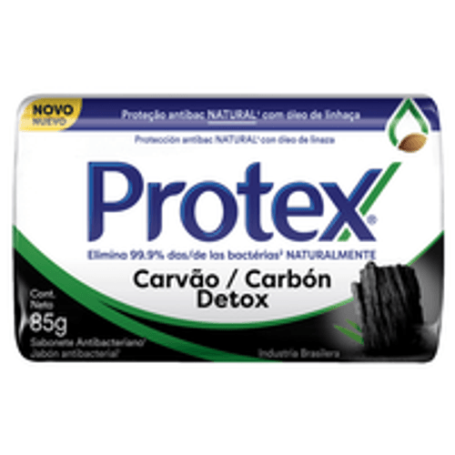 Sabonete em Barra Antibacteriano com Óleo de Linhaça Protex Carvão Detox Envoltório 85g
