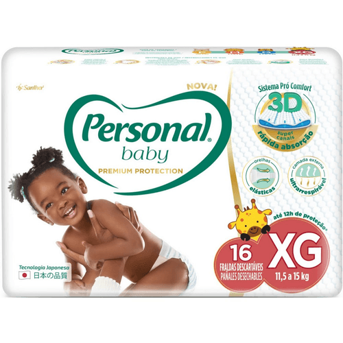 Fralda Personal Baby Premium Protection XG com 16 unidades
