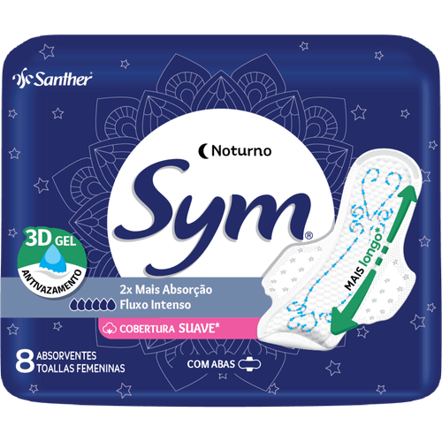Absorvente Sym Premium Cobertura Seca Com Abas 8 unidades