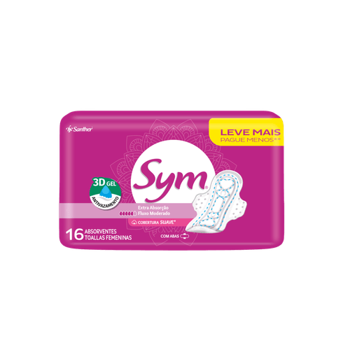 Absorvente Sym Cobertura Suave com Abas 16 unidades