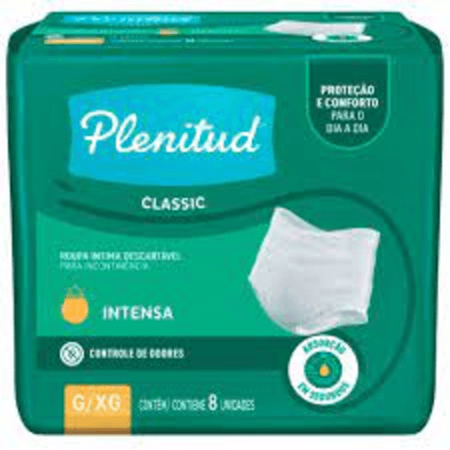 Roupa Íntima Descartável para Incontinência Unissex Plenitud Classic G/XG Pacote 8 Unidades