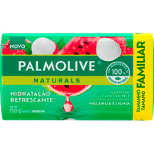 Sabonete Nutritivo em Barra Hidratação Refrescante Melancia e Lichia Palmolive Naturals Envoltório 150g Tamanho Familiar