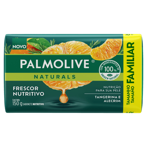 Sabonete em Barra Frescor Nutritivo Tangerina e Alecrim Palmolive Naturals Envoltório 150g Tamanho Familiar