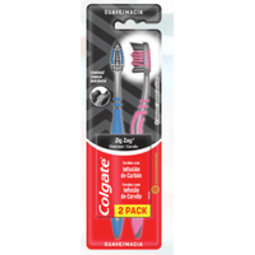 Escova Dental Macia Infusão de Carvão Colgate Zig Zag 2 Unidades