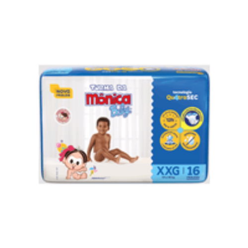 Fralda Descartável Turma da Mônica Baby XXG 13 a 17kg Pacote 16 Unidades