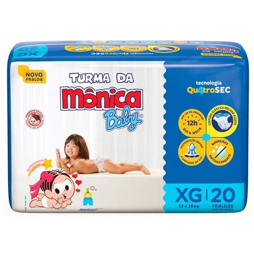 Fralda Descartável Turma da Mônica Baby XG 9 a 13kg Pacote 20 Unidades