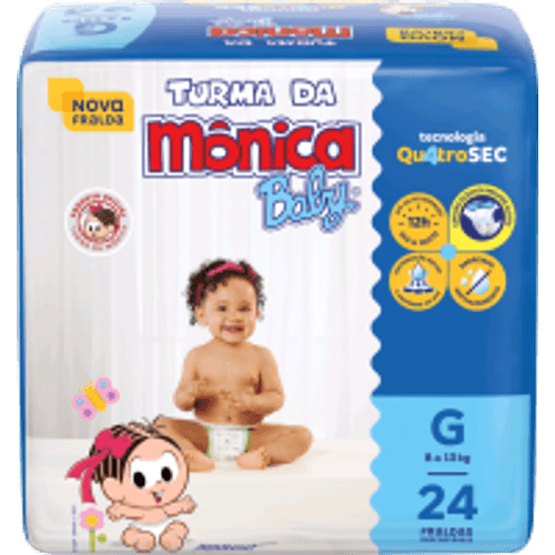 Fralda Descartável Turma da Mônica Baby G 7 a 11kg Pacote 24 Unidades