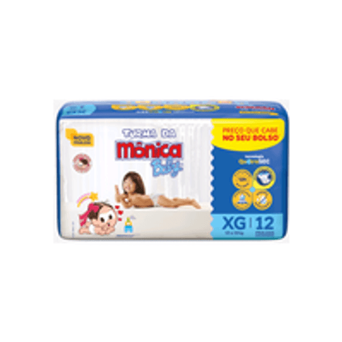 Fralda Descartável Turma da Mônica Baby XG 9 a 13kg Pacote 12 Unidades Preço que Cabe no seu Bolso