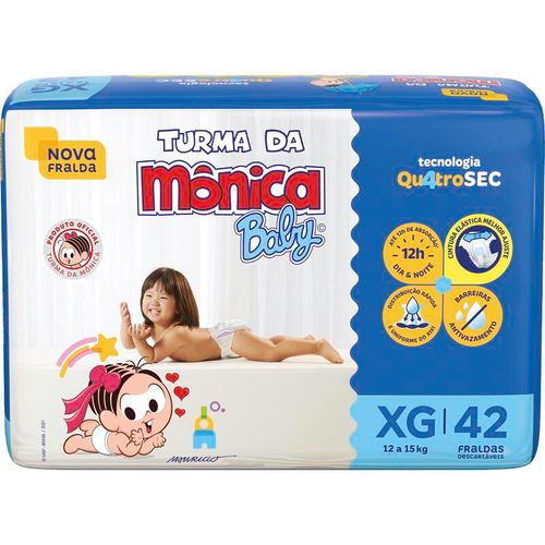 Fralda Descartável Turma da Mônica Baby XG 9 a 13kg Pacote 42 Unidades