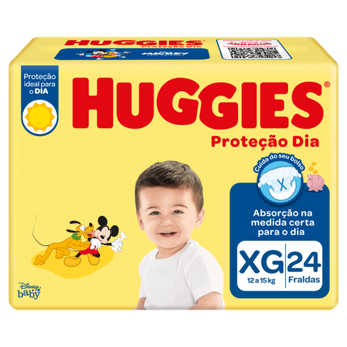 Fralda Descartável Infantil Huggies Proteção Dia XG 12 a 15kg Pacote 24 Unidades