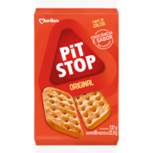 biscoito salgado original marilan pit stop pacote 137g 6 unidades de 22,8g cada