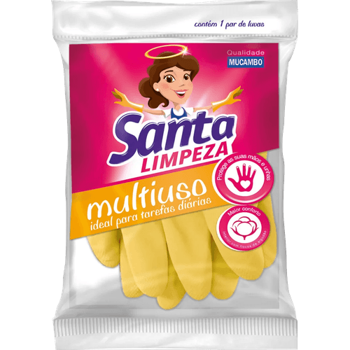 Luva Multiuso Amarela Plus Santa Limpeza G