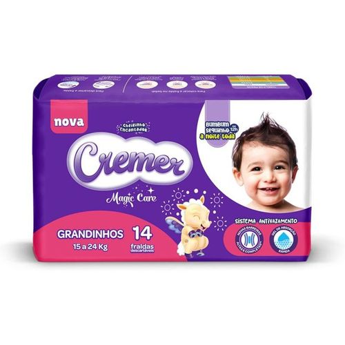 Fralda Descartável Infantil Cremer Magic Care Grandinhos 15 a 24kg Pacote 14 Unidades