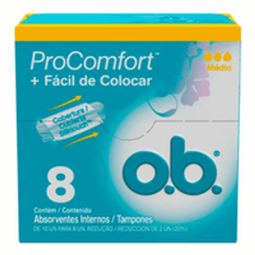 Absorvente Interno O.B. ProComfort Médio Caixa 8 Unidades