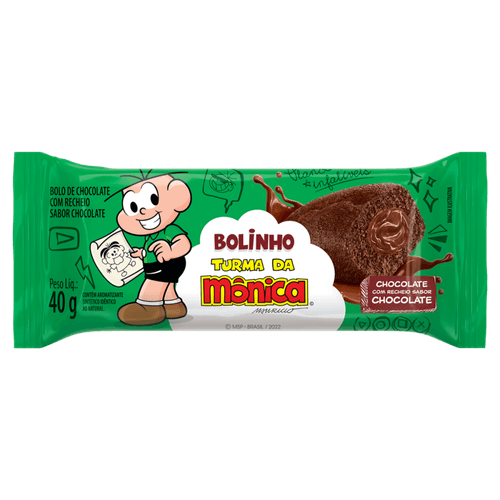 Bolinho de Chocolate com Recheio Chocolate Turma da Mônica Casa Suíça Pacote 40g