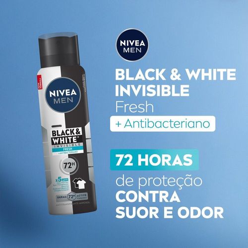 Desodorante Antitranspirante Aerossol Nivea Men Invisible Black & White Fresh 150ml