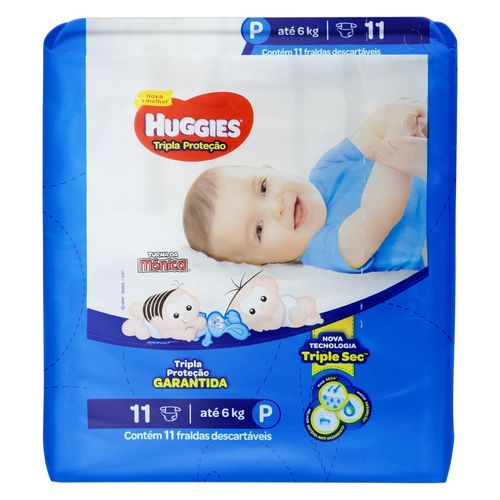 Fralda Descartável Recém-Nascido Disney Baby Huggies Tripla Proteção P 3,5 a 6kg Pacote 11 Unidades