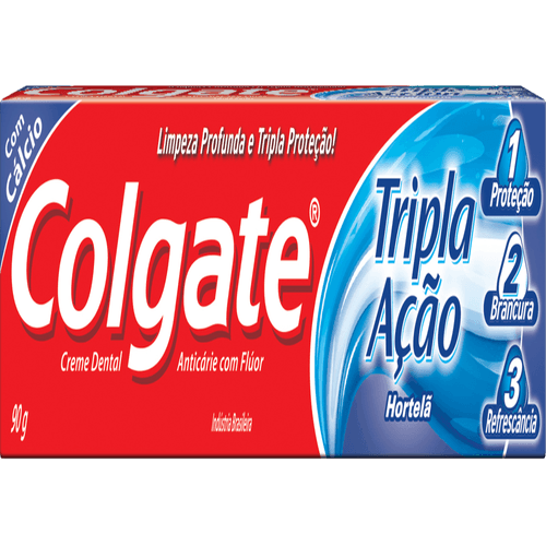 Creme Dental Anticárie com Flúor Hortelã Colgate Tripla Ação Caixa 90g