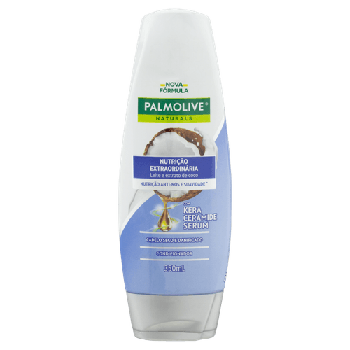 Condicionador Leite e Extrato de Coco com Kera Ceramide Serum Palmolive Naturals Nutrição Extraordinária Frasco 350ml