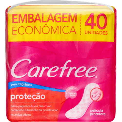 Protetor Diário sem Abas Carefree Proteção Pacote 40 Unidades Leve Mais Pague Menos