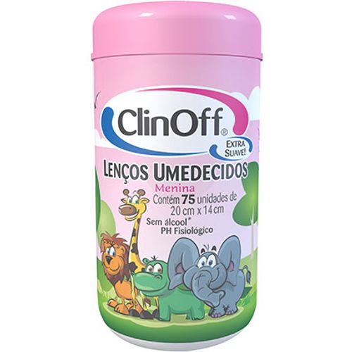 Lenços Umedecidos Clin Off Extra Suave Rosa Pote com 75 Unidades