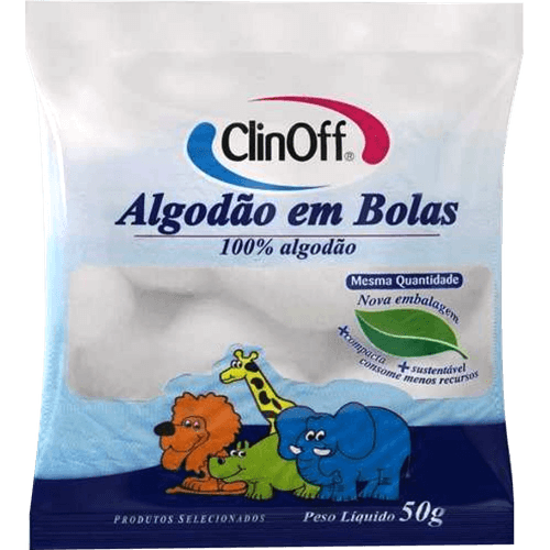Algodão Em Bola Clin Off 50g Branca Unit