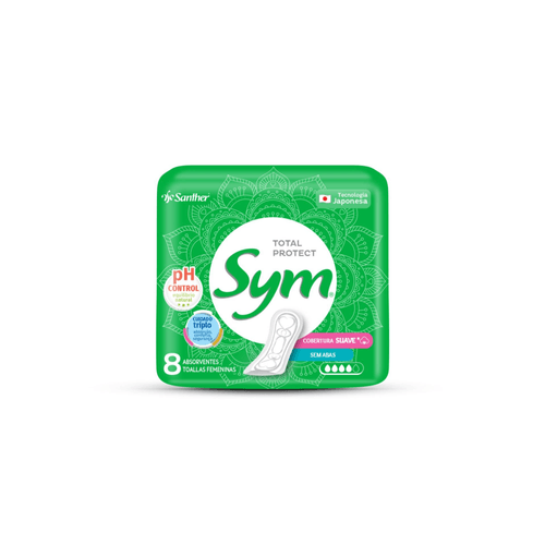 Absorvente Sym Total Protect Cobertura Suave sem Abas 8 unidades