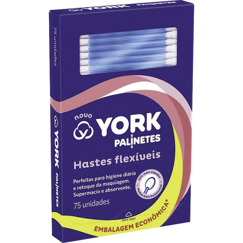 Hastes Flexíveis York Caixa 75 Unidades Embalagem Econômica
