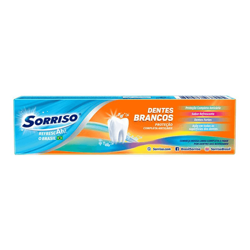 Creme Dental com Flúor e Cálcio Anticárie Sorriso Dentes Brancos Caixa 50g