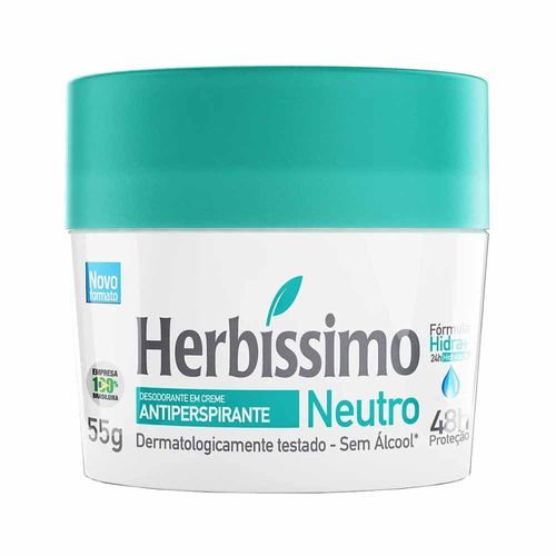 Desodorante em Creme Antiperspirante Neutro 48h Proteção Herbíssimo 55g