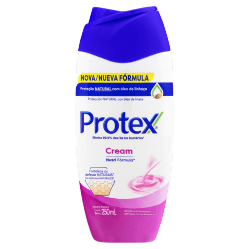 Sabonete Líquido Antibacteriano com Óleo de Linhaça Protex Cream Frasco 250ml