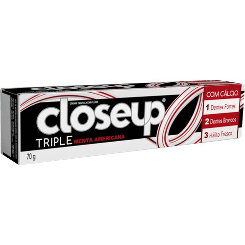 Creme Dental com Flúor e Cálcio Menta Americana Closeup Tripla Proteção Caixa 70g