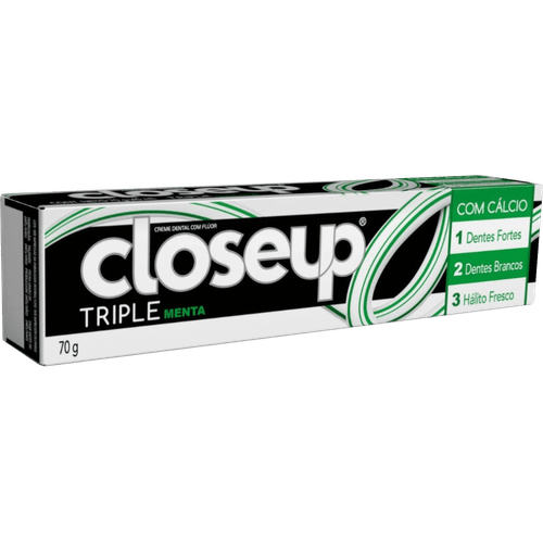 Creme Dental com Flúor e Cálcio Menta Closeup Tripla Proteção Caixa 70g