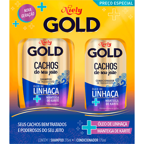 Kit Shampoo 275ml + Condicionador 175ml Niely Gold Cachos Do Seu Jeito