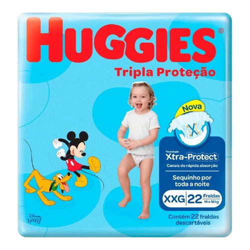 Fralda Descartável Infantil Huggies Tripla Proteção XXG 14 a 20kg Pacote 22 Unidades