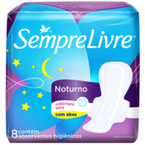 Absorvente Com Abas Noite E Dia Seca Sempre Livre Adapt Plus Pacote 8 Unidades