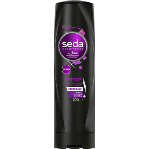 Condicionador com Vitamina E, Óleo de Semente de Chia e Melanina Seda Pretos Luminosos Frasco 325ml