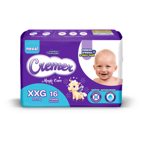 Fralda Descartável Infantil Cremer Magic Care XXG 13 a 17kg Pacote 16 Unidades