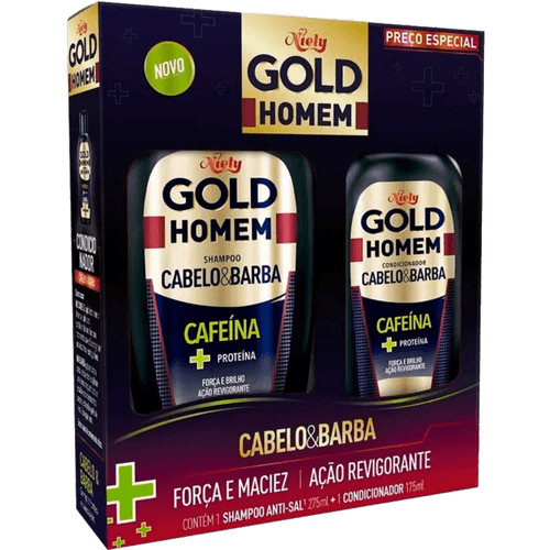 Kit Niely Gold Shampoo 300ml + Condicionador For Men 200ml