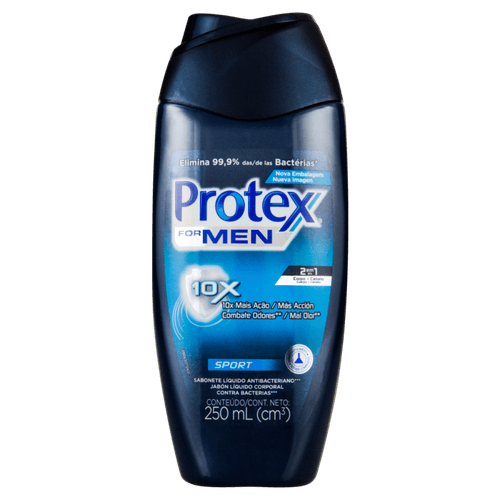 Sabonete Líquido Antibacteriano 2 em 1 Sport Protex For Men Frasco 250ml