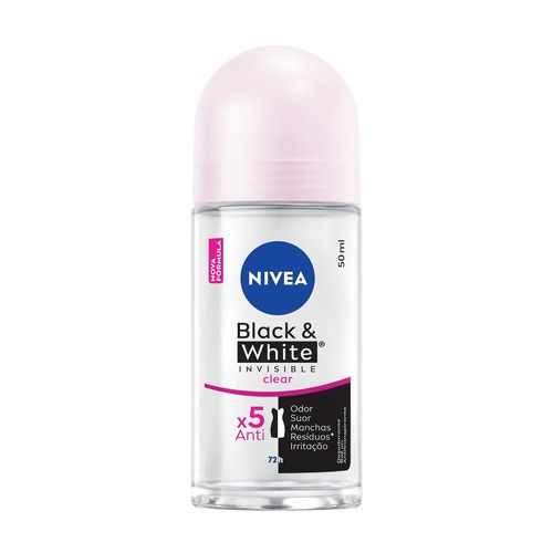 Desodorante Antitranspirante Roll On Nivea Invisible Black & White Clear 50ml
