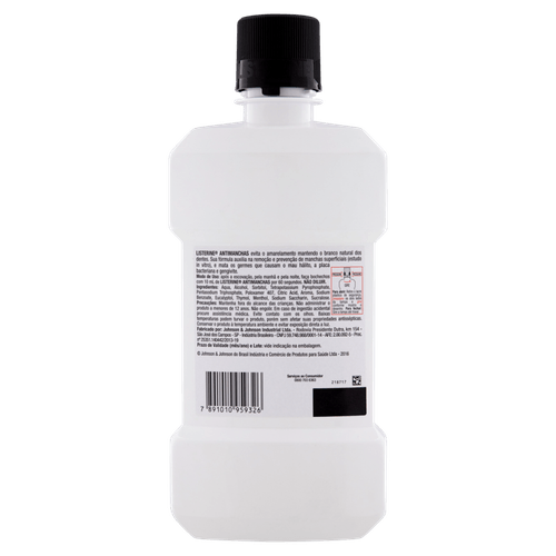 Enxaguante Bucal Antisséptico Menta Suave Listerine Natural White Frasco 500ml