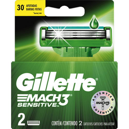 Carga de Aparelho para Barbear Gillette Mach3 Sensitive 2 Unidades