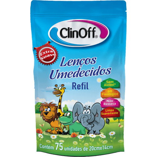 Lenços Umedecidos Clin Off Extra Suave Refil com 75 Unidades