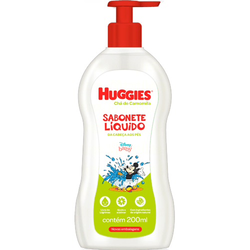 Sabonete Líquido da Cabeça aos Pés Chá de Camomila Disney Baby Huggies Frasco 200ml