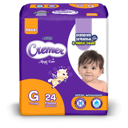 Fralda Descartável Infantil Cremer Magic Care G 7 a 11kg Pacote 24 Unidades