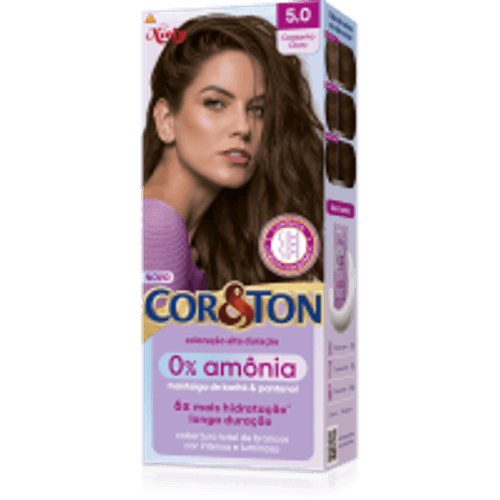 Kit Coloração Creme 5.0 Castanho Claro Manteiga de Karité & Pantenol Niely Cor&Ton